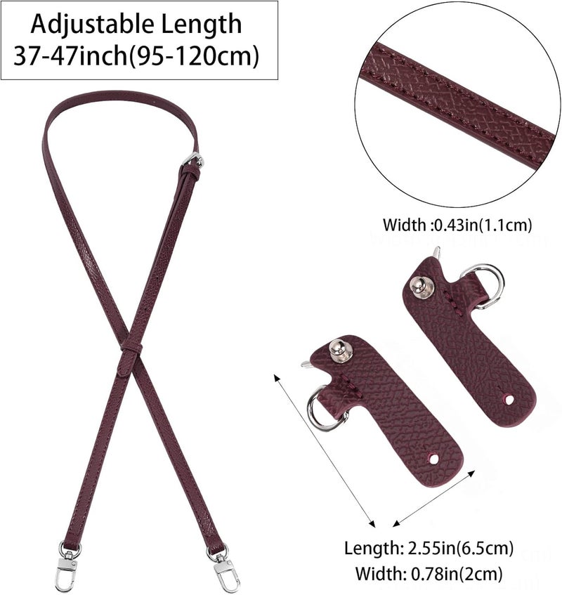 KOMHPS Purse Straps Replacement, Leather Handbag Crossbody Shoulder Strap Kit Adjustable for Mini Longcamp Tote Bag Women - Image 3